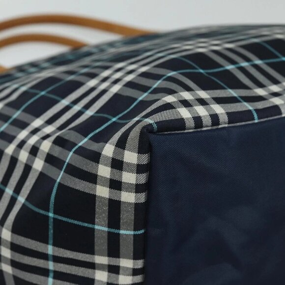 Burberrys Nova Check Blue Label Hand Bag Canvas Navy Auth ti1777 - Picture 4 of 16